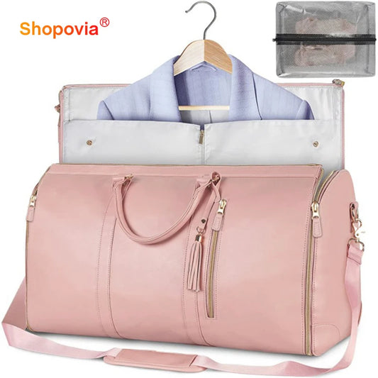 2024 Fashion Large PU Folding Suit Storage Bag Women High Capacity Luggage Handbag Travel Sport Outdoor Multi Function Organizer